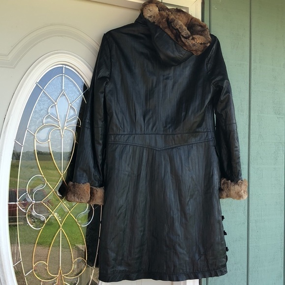 A. ECAW French Design Leather/Fur Coat Jacket Size Medium - Picture 5 of 17
